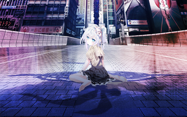 Woman sitting city night clock free wallpaper for desktop - medium preview image
