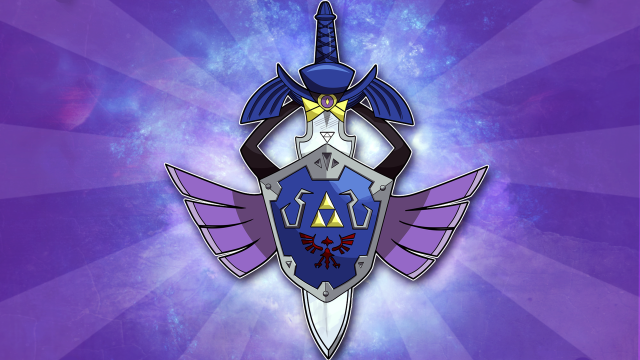 Blue purple shield sword starburst free wallpaper - medium preview image