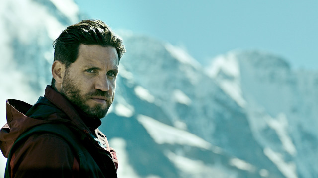 Bearded man red jacket snowy free wallpaper - medium preview image