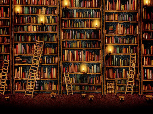 Books ladder candles lights cozy free wallpaper - medium preview image