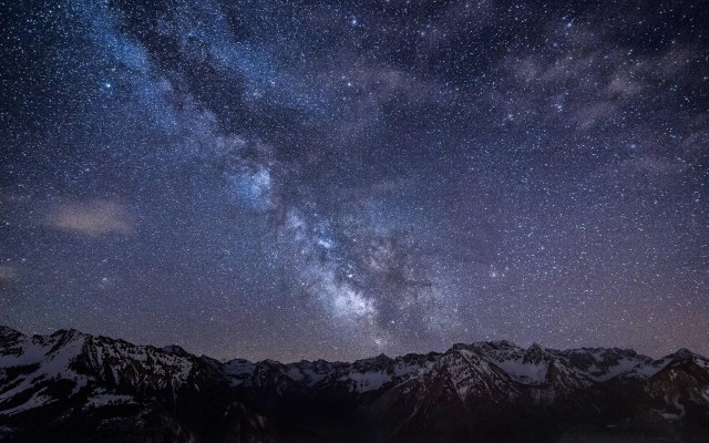 Night sky stars mountain range #2 free wallpaper - medium preview image