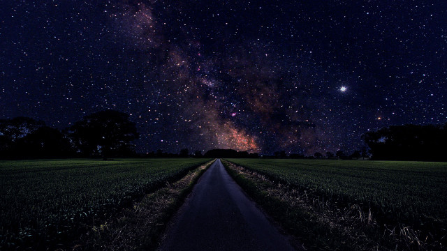 Road field night sky stars free wallpaper - medium preview image