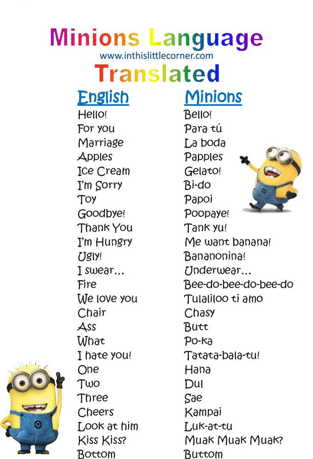 Minion language poster rainbow background free wallpaper - medium preview image