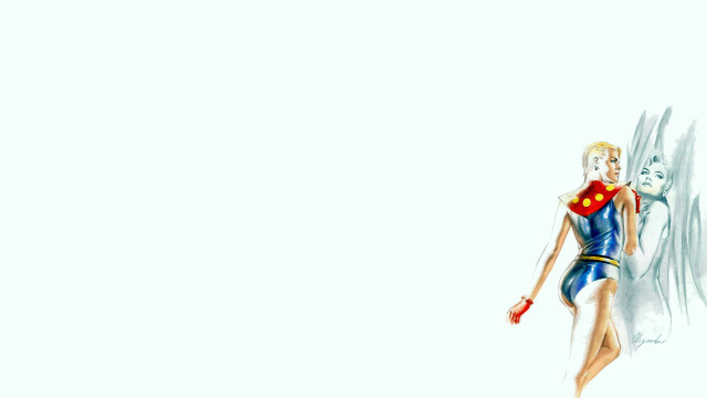 Woman blue red dress cat free wallpaper - medium preview image
