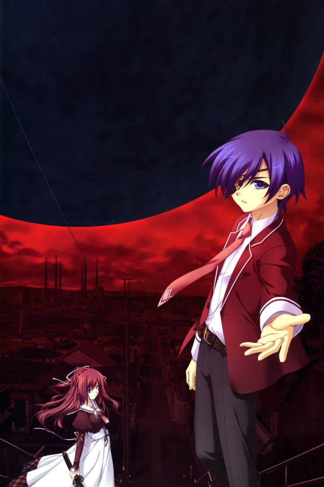 Man woman red sky kite free wallpaper - medium preview image