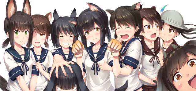 Anime girls bunny ears hotdog free wallpaper - medium preview image