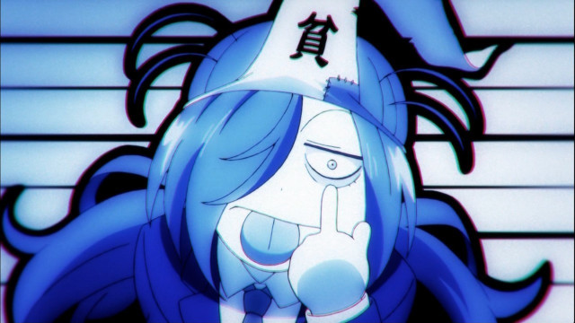 Cartoon character blue hair sad free wallpaper - medium preview image
