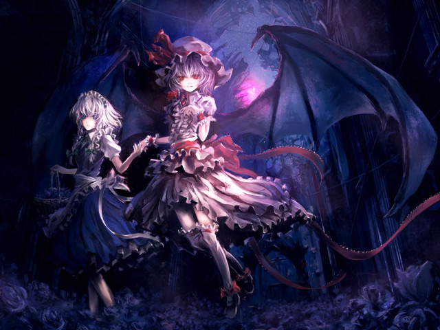 Anime characters walking dark cave free wallpaper - medium preview image