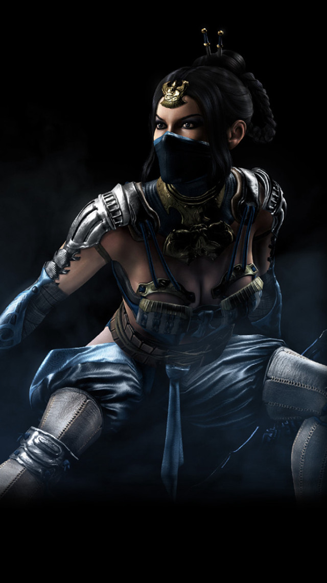 Woman black mask blue outfit free wallpaper - medium preview image