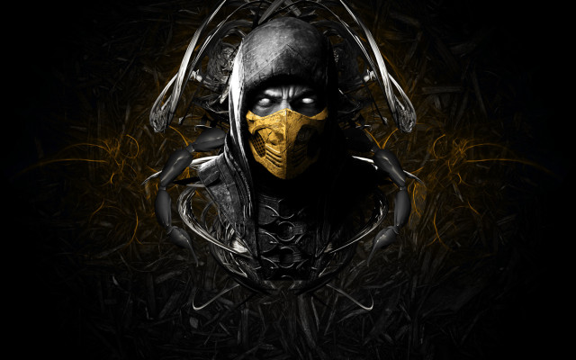 Man yellow mask black background free wallpaper - medium preview image
