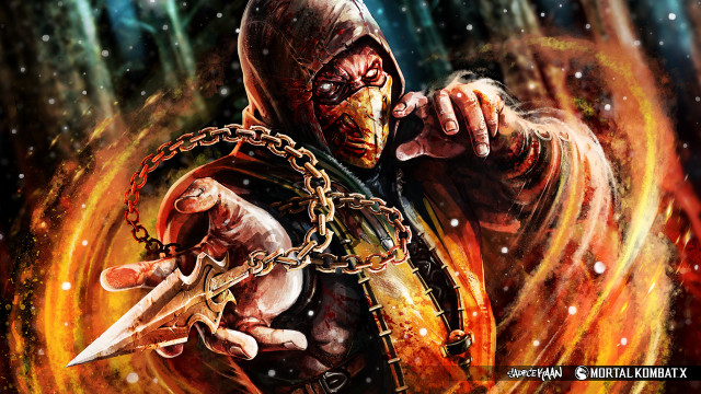 Man knife chain fire fireball free wallpaper - medium preview image