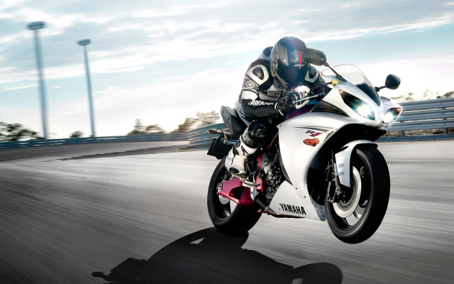 Motorcycle ride road fence building free wallpaper - medium preview image