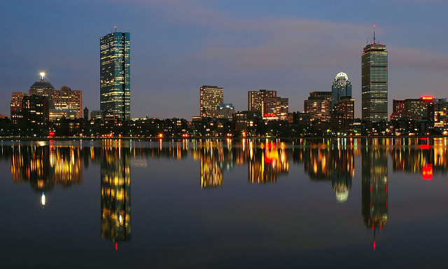 City skyline reflection water nighttime free wallpaper - medium preview image