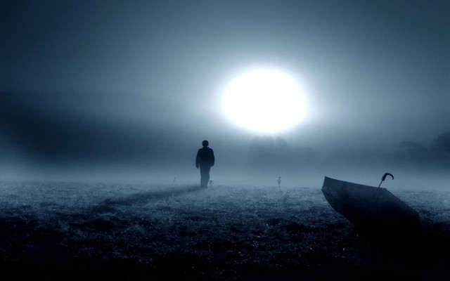 Person field boat fog sun free wallpaper - medium preview image