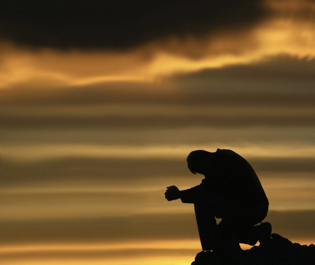 Silhouette person sitting rock sky free wallpaper - medium preview image