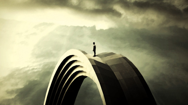 Man standing top building sky free wallpaper - medium preview image