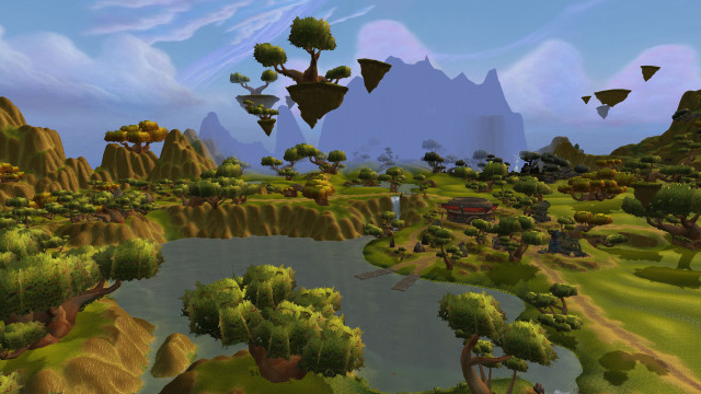 Fantasy floating island waterfall forest free wallpaper - medium preview image