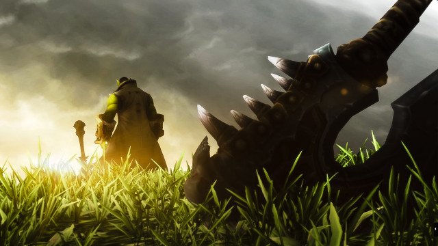 Man giant dinosaur sword mechanical free wallpaper - medium preview image