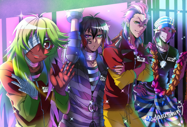 Anime characters neon wall group free wallpaper - medium preview image