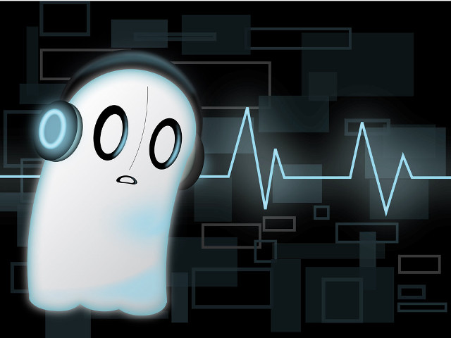 Ghost heartbeat black background blue free wallpaper - medium preview image