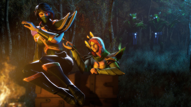 Women sitting chest woods fire free wallpaper - medium preview image