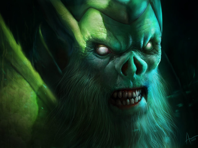 Green creature big grin smiling free wallpaper - medium preview image