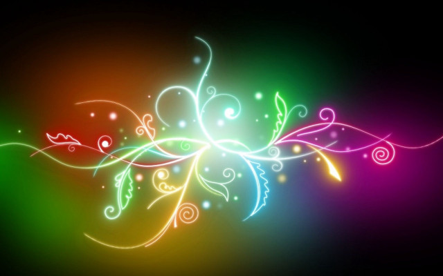 Colorful flower swirls bubbles black #2 free wallpaper - medium preview image