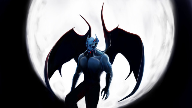 Demonic demon full moon wings free wallpaper - medium preview image