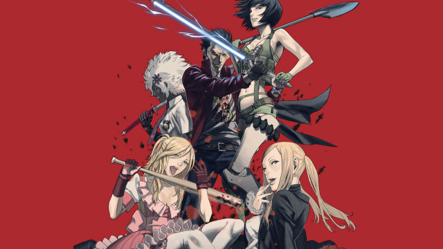 Anime characters swords blood back free wallpaper - medium preview image