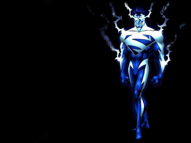 Man blue white suit lightning free wallpaper - medium preview image