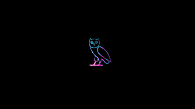 Neon owl black surface black free wallpaper - medium preview image