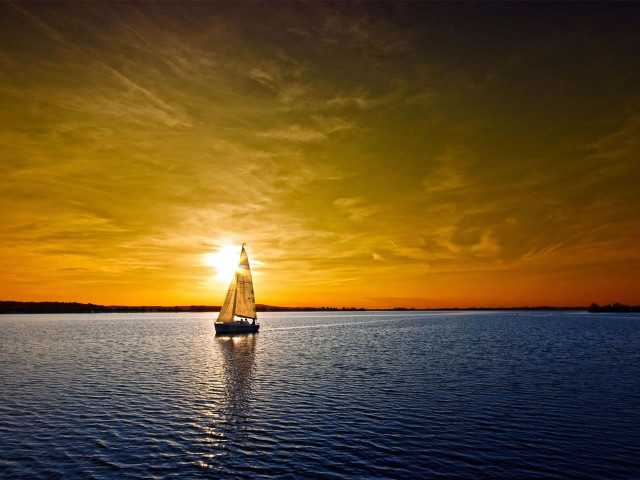 Sailboat sailing sunset dawn water free wallpaper - medium preview image