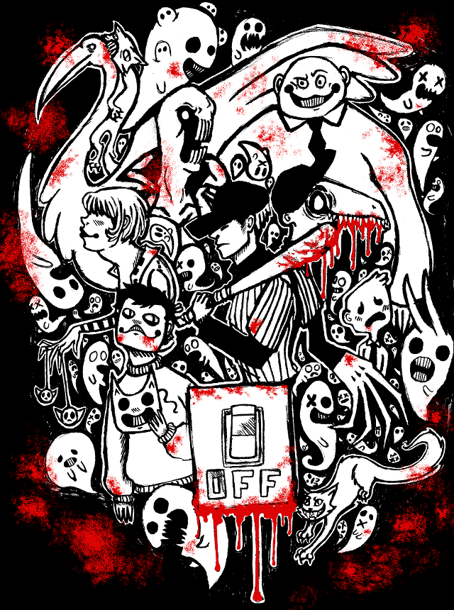 Cartoon characters blood black background free wallpaper - medium preview image