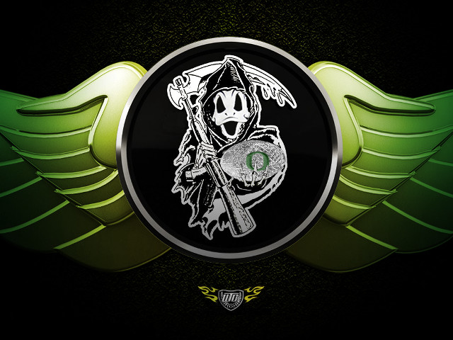 Green black emblem skeleton wings free wallpaper - medium preview image