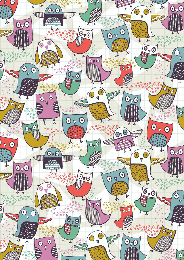 Colorful owl pattern checkered background free wallpaper - medium preview image