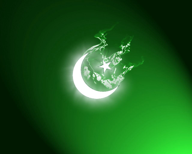 Green background crescent star white #2 free wallpaper - medium preview image