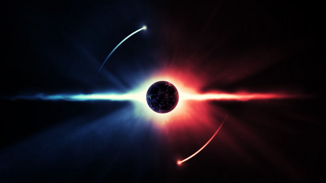Black hole red blue light free wallpaper - medium preview image