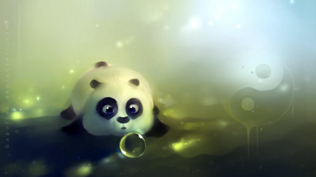Panda bear bubble mouth blurry free wallpaper - medium preview image