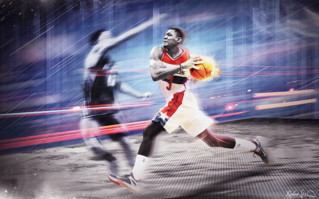 Man holding basketball left hand #2 free wallpaper - medium preview image