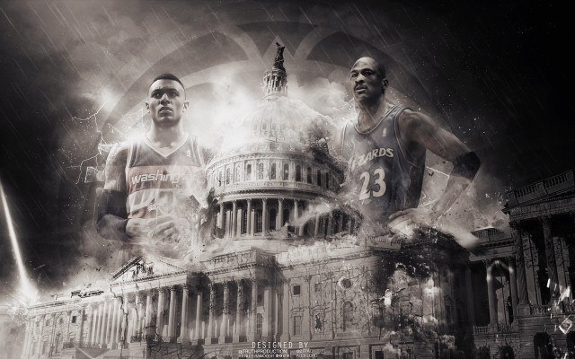 Basketball players rain smoke building free wallpaper - medium preview image