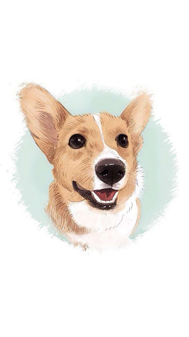 Smiling dog with collar drawing free wallpaper - medium preview image