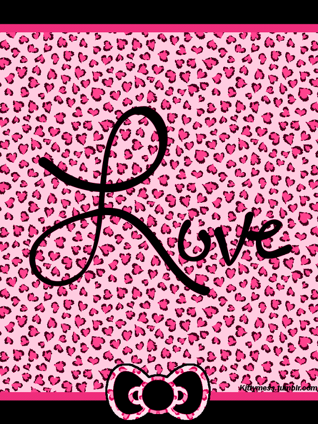 Pink leopard print bow love free wallpaper - medium preview image