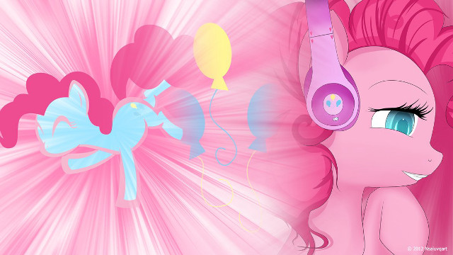 Pink pony headphones balloons stars free wallpaper - medium preview image