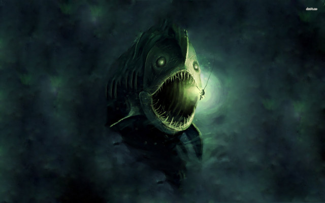Glowing monster fish open mouth free wallpaper - medium preview image