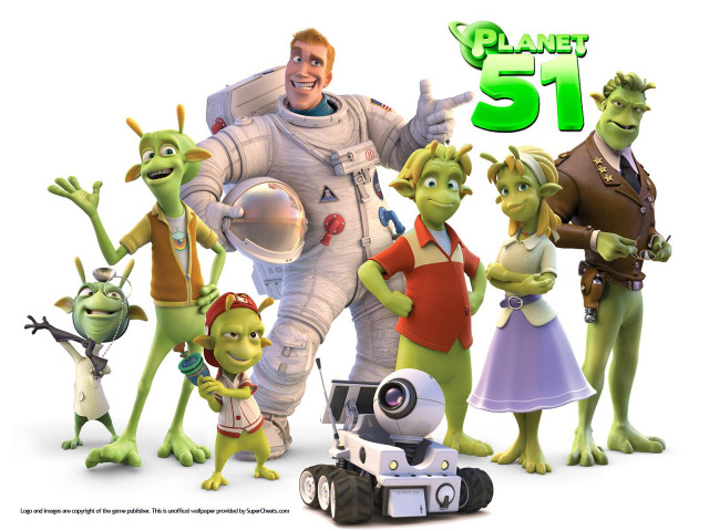 Cartoon characters group planet #51 free wallpaper - medium preview image