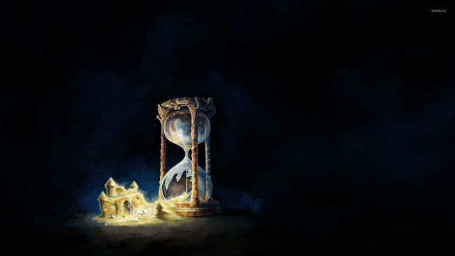 Clock tower light castle painting free wallpaper - medium preview image
