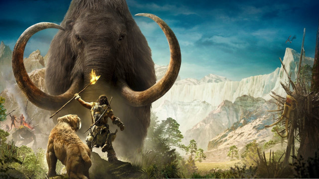 Man spear elephant bear forest free wallpaper - medium preview image