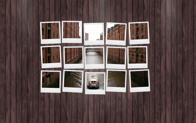 Boat canal buildings collage wooden free wallpaper - medium preview image