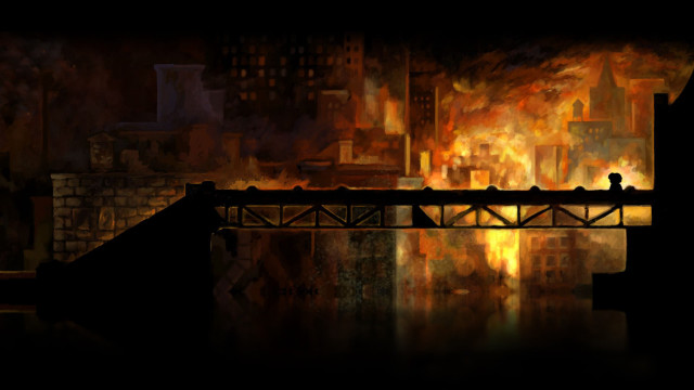 Bridge river city night fire free wallpaper - medium preview image