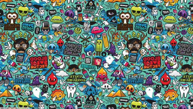 Colorful pattern items surface design free wallpaper - medium preview image